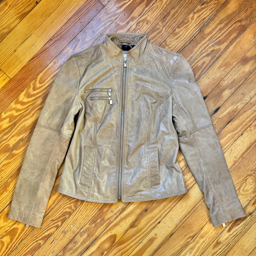 Distressed Leather Moto Jacket